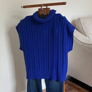 Ellison Royal Blue Cable Knit Turtleneck Sweater